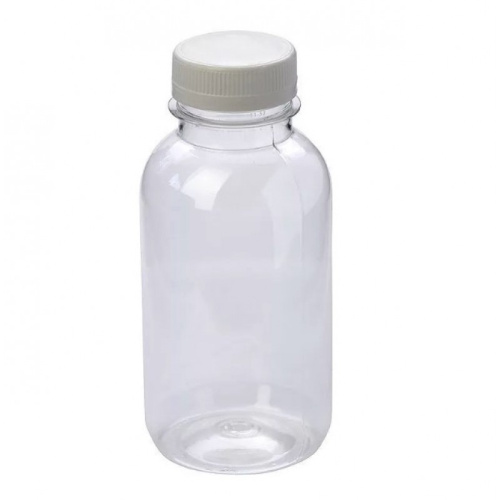 Бутылка ПЭТ 0,25 (б/цв) круглая 38 мм с белой крышкой
